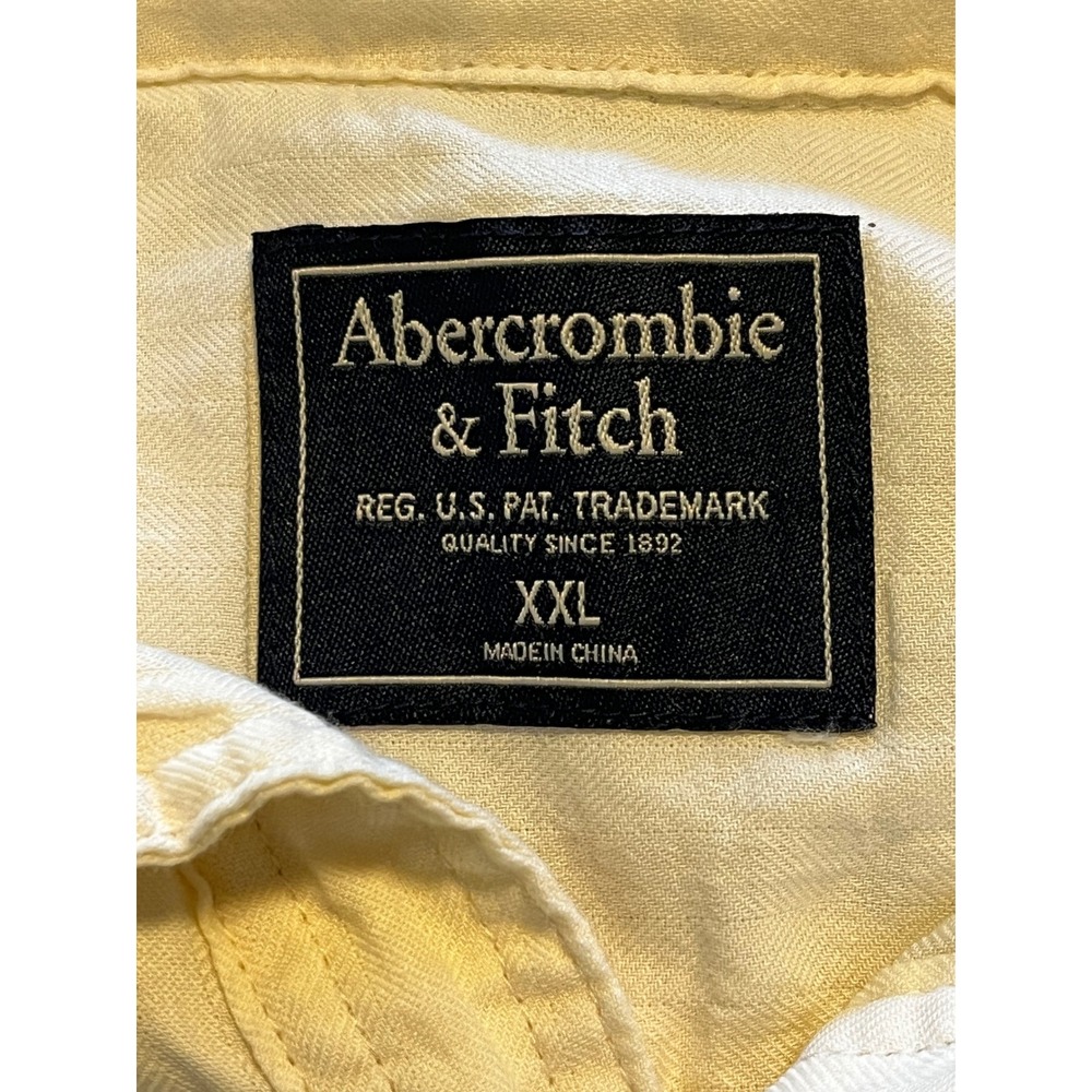 Abercrombie & Fitch Mens Cream Cotton Popover Long Sleeve Shirt Off-White Sz XXL - Picture 3 of 4